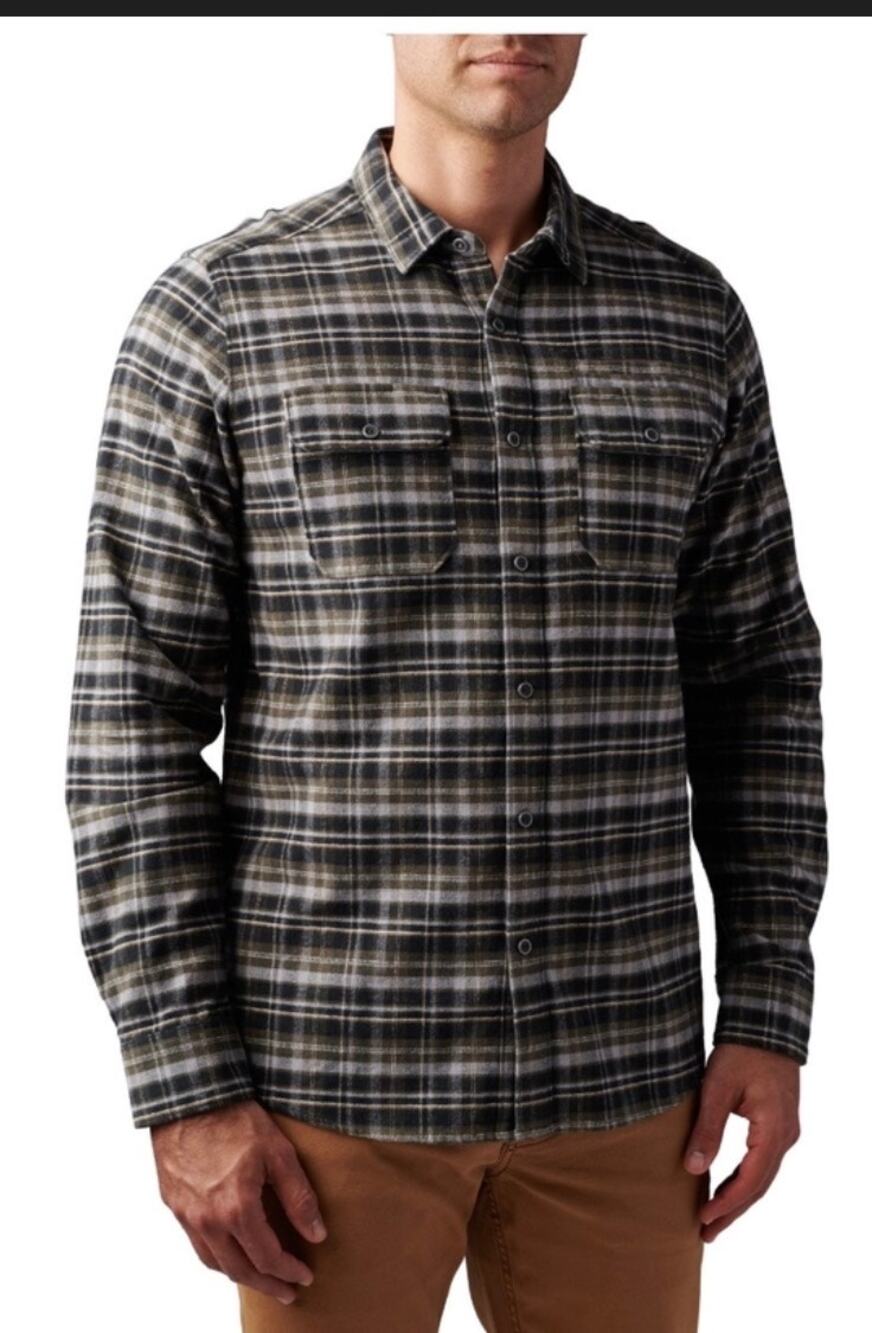 5.11 Tactical Shirt Mens 2XL Gray Brown Plaid Flannel Long Sleeve Casual